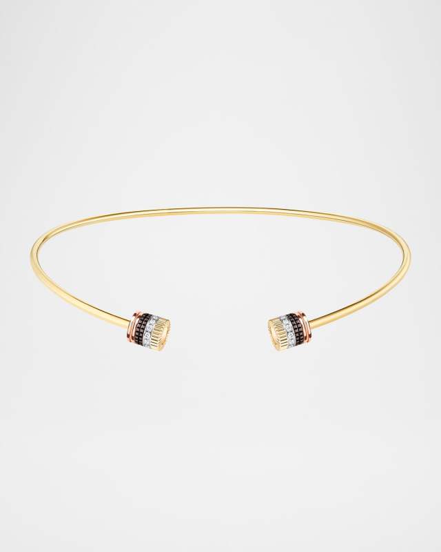 Quatre Classique Open Necklace in Tricolor Gold with Brown PVD and Diamonds